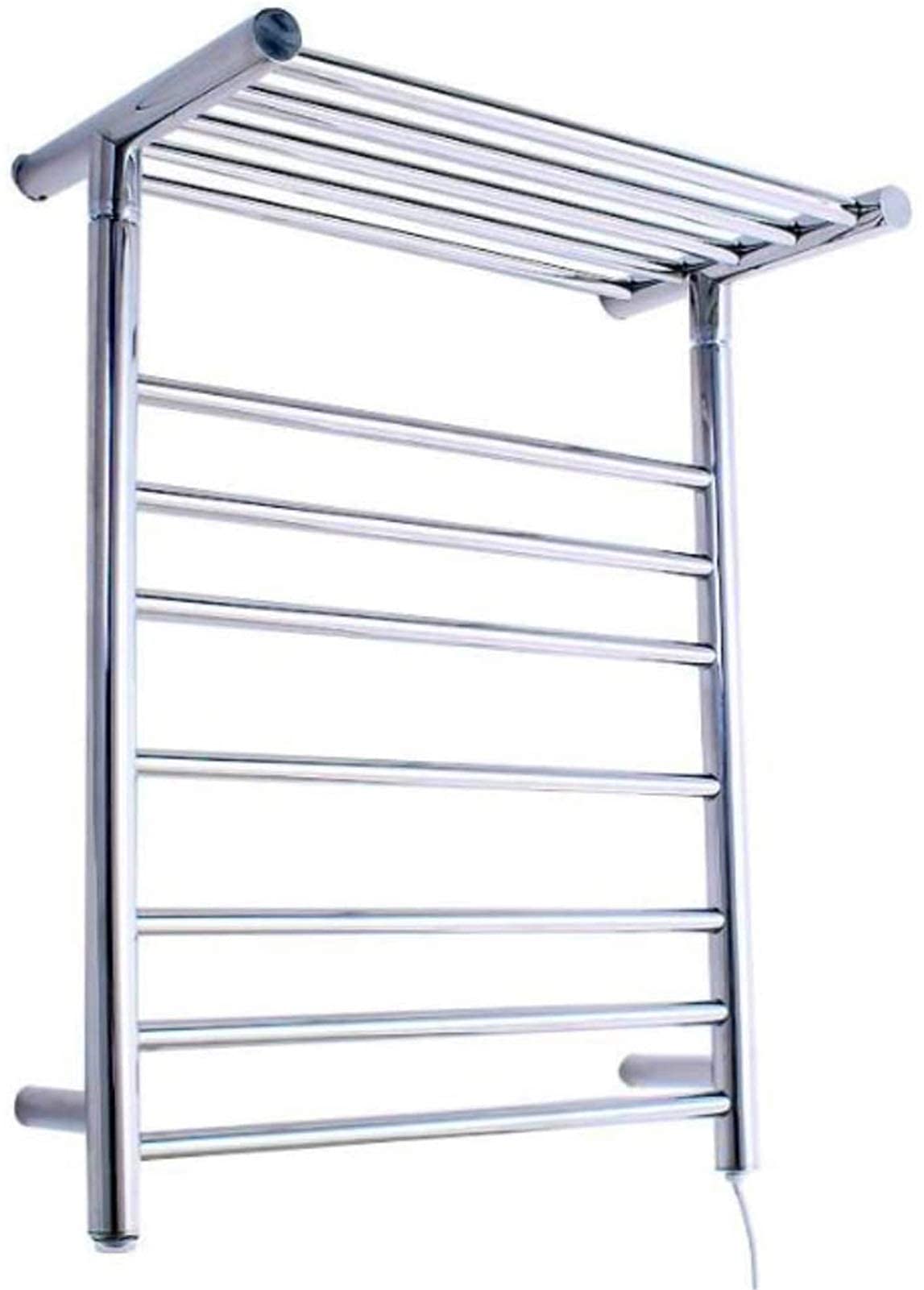 Heated Towel Rail Rails 304 Stainless Steel Towel Warmer WallMounted Electric Towel Rack with Storage Rack Drying Rack Heating Chrome Finish for Bathroom 680X520X300mm Plugin (Co