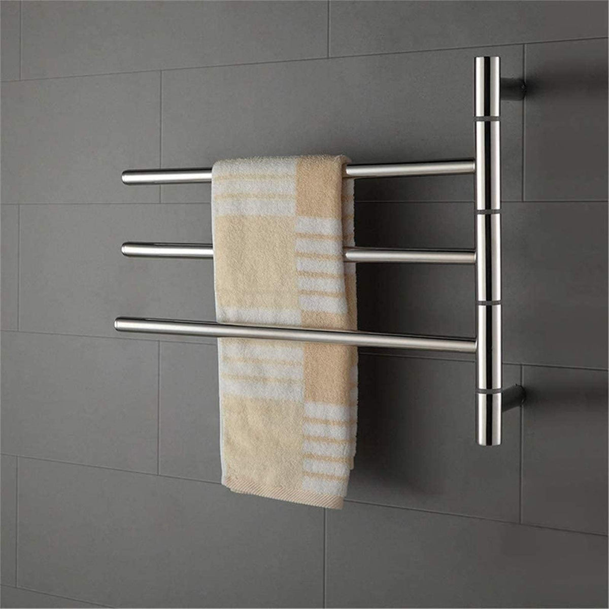 Heated Towel Rail Rails Towel Warmer Electric Towel Rack Towel Warmer Wall-Mounted 304 Stainless Steel Rotatable Energy Saving Drying Rack Home Bathroom Accessories (Size : 4Bar)