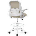 Drafting Chair Tall Office Chair with Flip-up Armrests, Adjustable Height, and Enhanced Lumbar Support - Ergonomic Rolling Stool, Back Support,