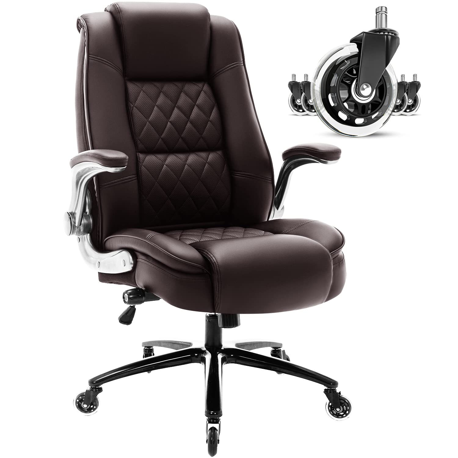 High Back Office Chair, Ergonomic Executive Computer Desk Chair, 31 inches x 28 inches x 48.8 inches, Brown