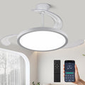 42 inch Retractable Ceiling Fan with Lights,6 Speed Dimmable Silent Fan,Modern Ceiling Fan with Light Remote Control for Bedroom Living Room Kitchen (White)