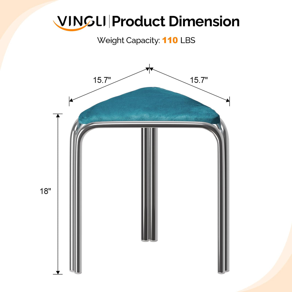 Vingli 18 Inch Stackable Triangular Stools 6 Pack, Colorful Velvet Padded, 6 Colors