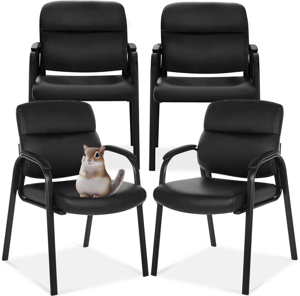 Oline Leather Guest Chair with Padded Arms, Reception Meeting Conference Waiting Room Lobby Home Desk Big and Tall Executive Office Chair,