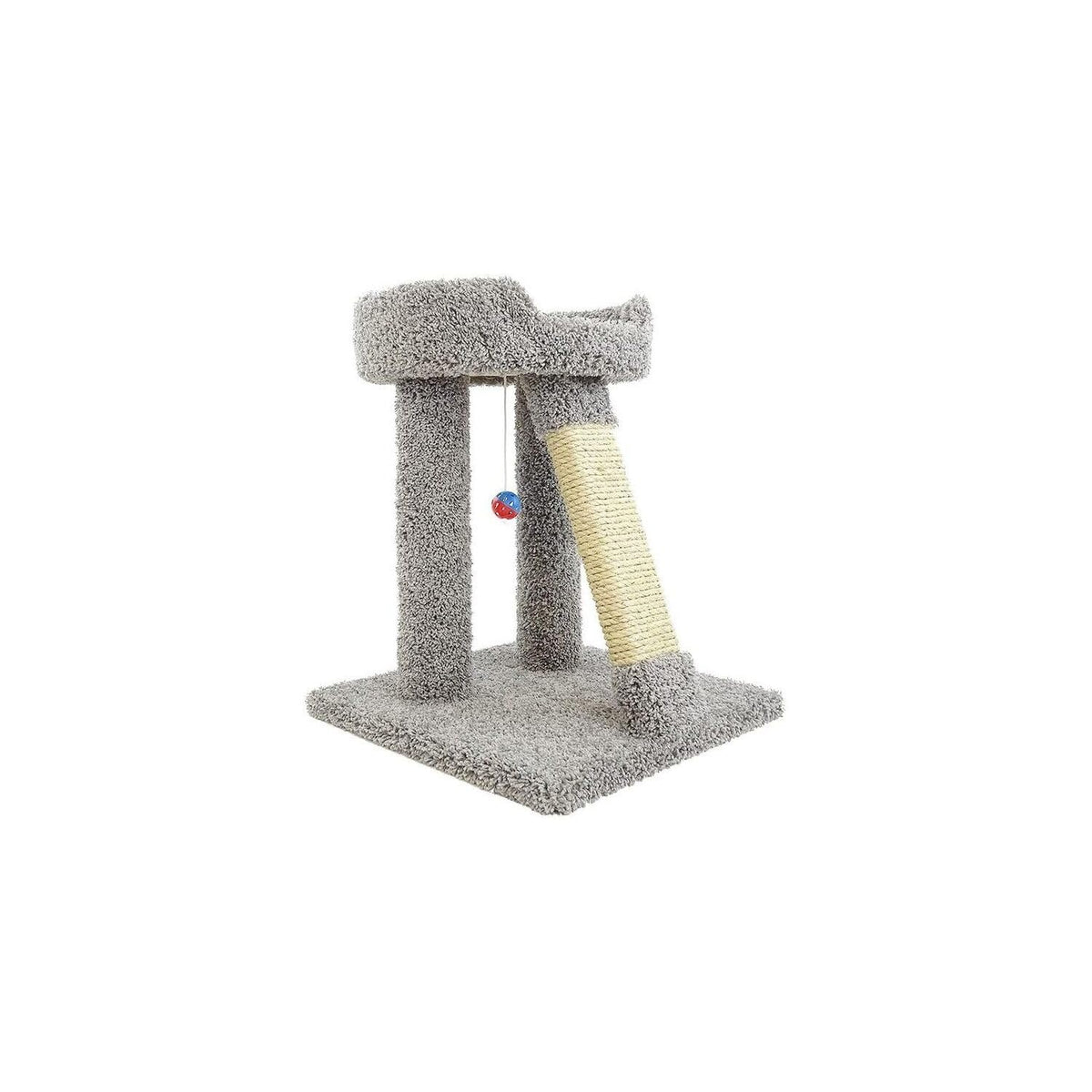 HomeStock Mountain Lodge Elevated Cat Scratch Post with Cat Bed, Compact and Stylish Elevated Cat Bed with Plush Carpet and Sisal Scratching Post, Perfect for Sleep and Play