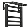 Towel Warmer/Heated Towel Warmer Drying Rack, Aluminum Alloy Electric Heated Towel Rail Radiator Bathroom Wall Mounted Heated Towel Dryer with Adjustable Temperature and Time, 500X450x220mm,Black,Pl