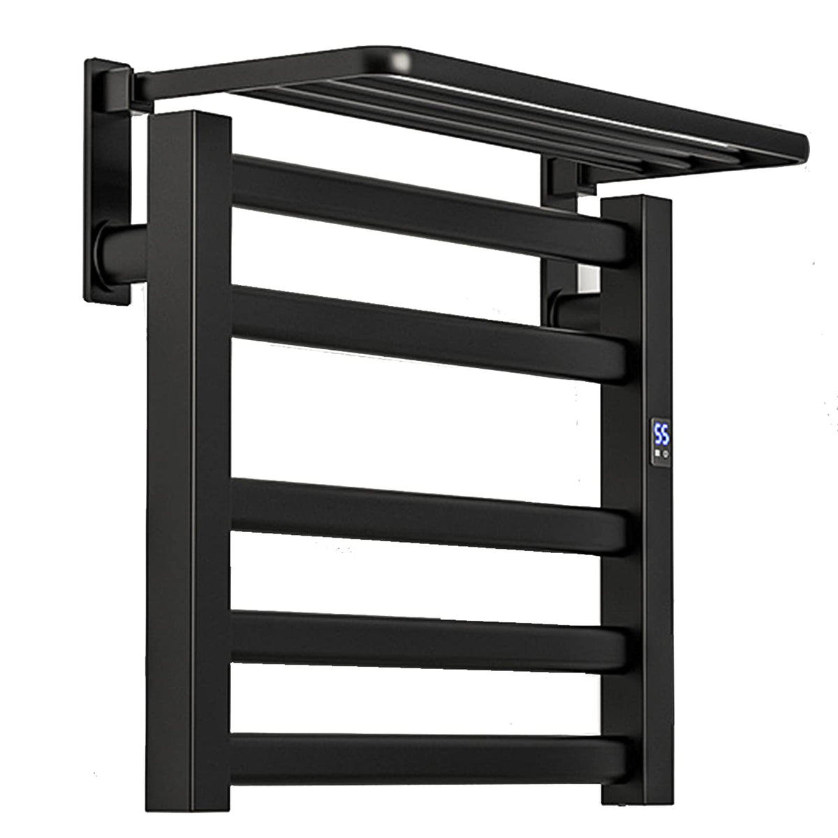 Towel Warmer/Heated Towel Warmer Drying Rack, Aluminum Alloy Electric Heated Towel Rail Radiator Bathroom Wall Mounted Heated Towel Dryer with Adjustable Temperature and Time, 500X450x220mm,Black,Pl