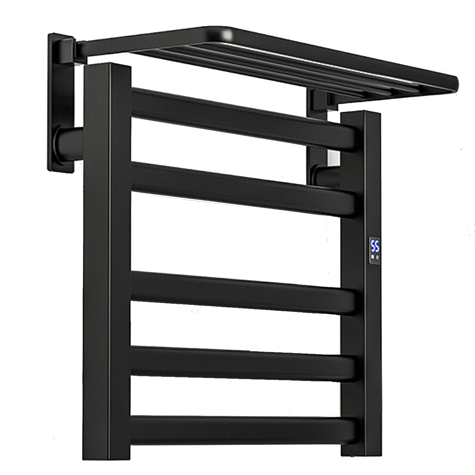 Towel Warmer/Heated Towel Warmer Drying Rack, Aluminum Alloy Electric Heated Towel Rail Radiator Bathroom Wall Mounted Heated Towel Dryer with Adjustable Temperature and Time, 500X450x220mm,Black,Pl