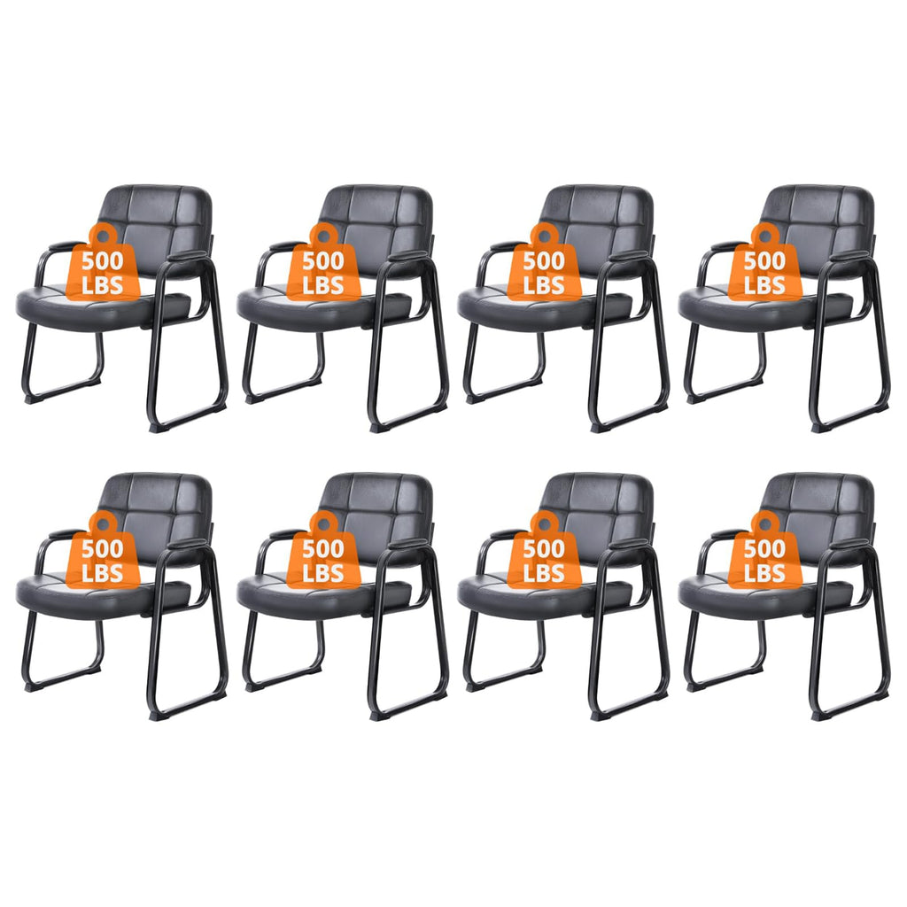 Clatina Big & Tall 500 Lbs Waiting Room Chair, Leather Office Reception Guest Chair Sled Base with Padded Arms for Elderly Home Desk Conference