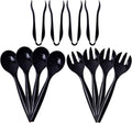 36pcs Black Plastic Serving Utensils Set - Heavy Duty Disposable Serving Tongs, Spoons & Forks (12Each) | Bulk Catering Supplies for Buffet, Wedding, Party & Food Service