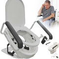 Electric Toilet Seat Raiser, Toilet Seat Booster, Electric Toilet Seat Lift with Lift Handle, Drying Function, Maximum Load 330lb, Plug in Elevated Toilet Assisted Standing with Remote Control