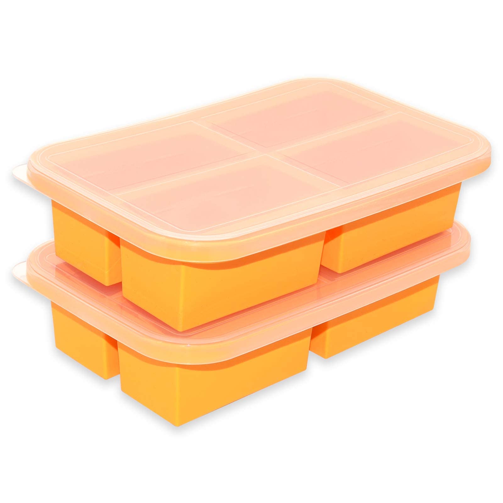 1-Cup Silicone Freezing Trays with Lid,2 Pack,Easy-Release Silicone Freezer Molds for Soup Ice Cubes,Soup Freezer Molds,Freeze & Store Broth,Sauce,Leftovers - Makes 8 Perfect 1 Cup Portions