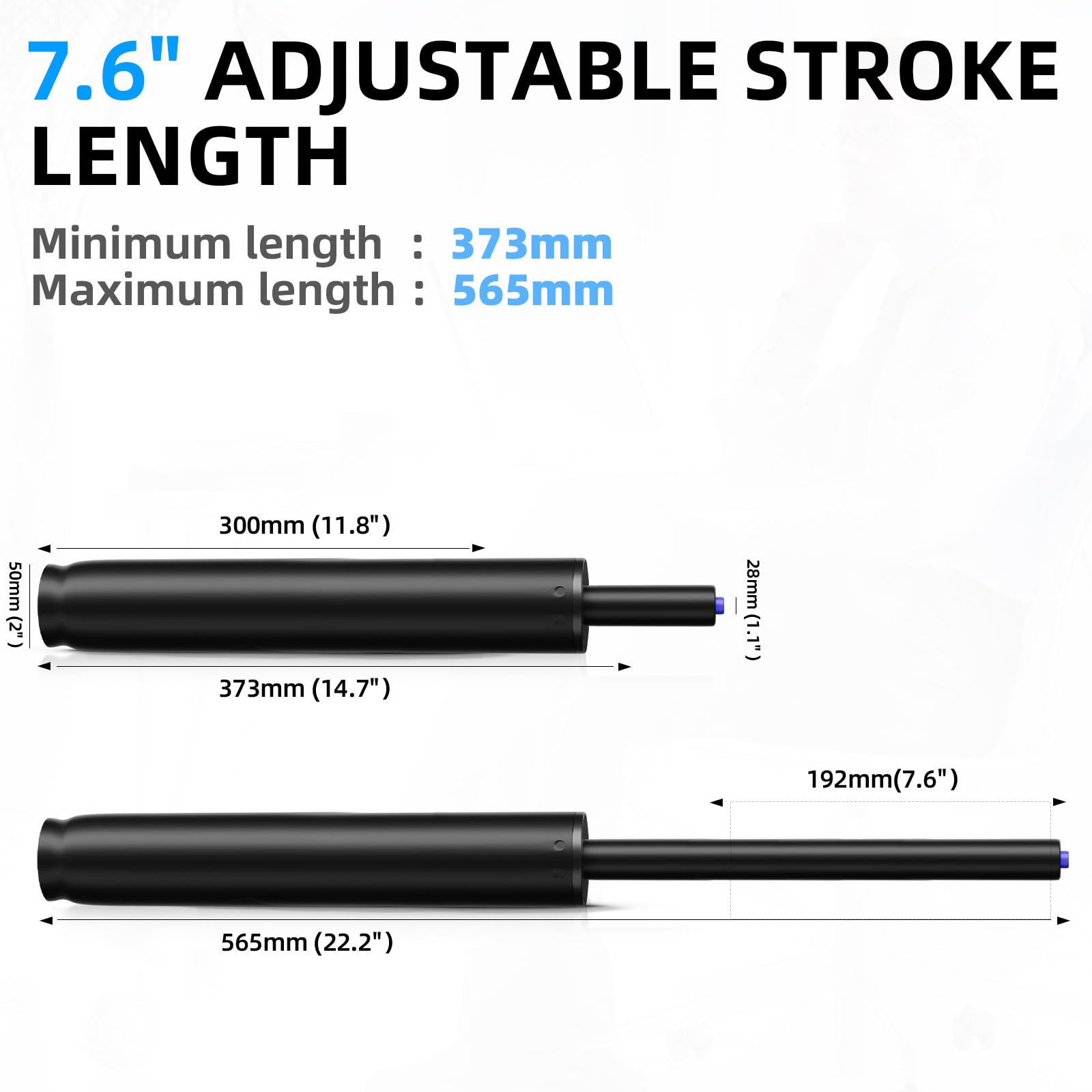 Sytopia 14.7 Inch to 22.2 Inch Office Chair Cylinder Replacement Parts, 8in Stroke, Heavy Duty 1000 Lbs, Hydraulic Pneumatic Shock Piston,