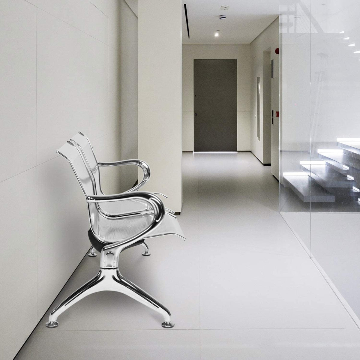 Waiting Room Chair Bench - Airport Reception Bench with Arms Guest Reception Chairs Office Chair Lobby Bench Seating Office Bench Waiting Area