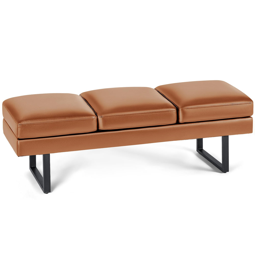 Furmax 59.6 Inches Waiting Room Chairs - 3 Seats Faux Leather Office Guest Chair - Conference Room Upholstered Reception Bench - Lobby