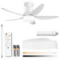 30" Socket Fan Light with Remote, Ceiling Fans with Light, Low Profile Flush Mount Ceiling Fan, 4 Speeds, 3000K-6000K Dimmable LED, Quiet Energy-Saving Motor, E26 Easy Install for Bedroom, Living Room