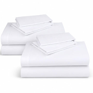 Pack of 2 Super Soft 100% Cotton Queen Sheets Set, White