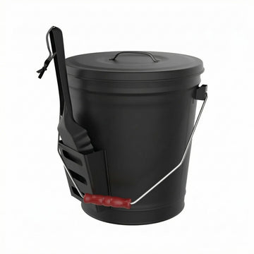 Pure Garden Metal Ash Bucket and Shovel, Black, 4.75-Gallon