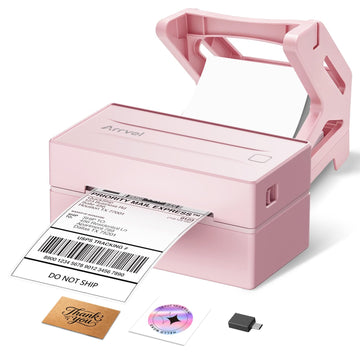 Bluetooth Thermal Shipping Label Printer with Stand, Wireless 4x6 Label Printer for Small Business, Compatible with iPhone, Android, Windows & Mac, Works with Amazon USPS Etsy Shopify (Pink)