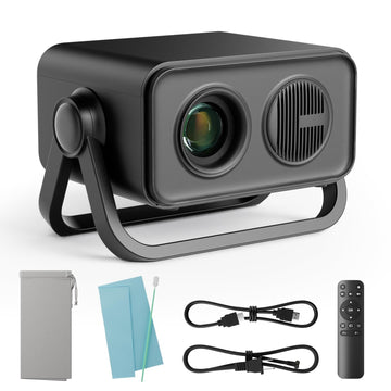 BKZ 2026 pgraded 360°Adjustable Dual Stand AI Auto Keystone Electric Focus Mini Portable Projector with Bluetooth 5.4, 1080P support Outdoor movie Projector compatible with HDMI/USB/Phone