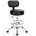Superjare Drafting Chair with Backrest, Adjustable Foot Rest Rolling Stool, 23.6"D x 23.6"W x 35.8"H, Black