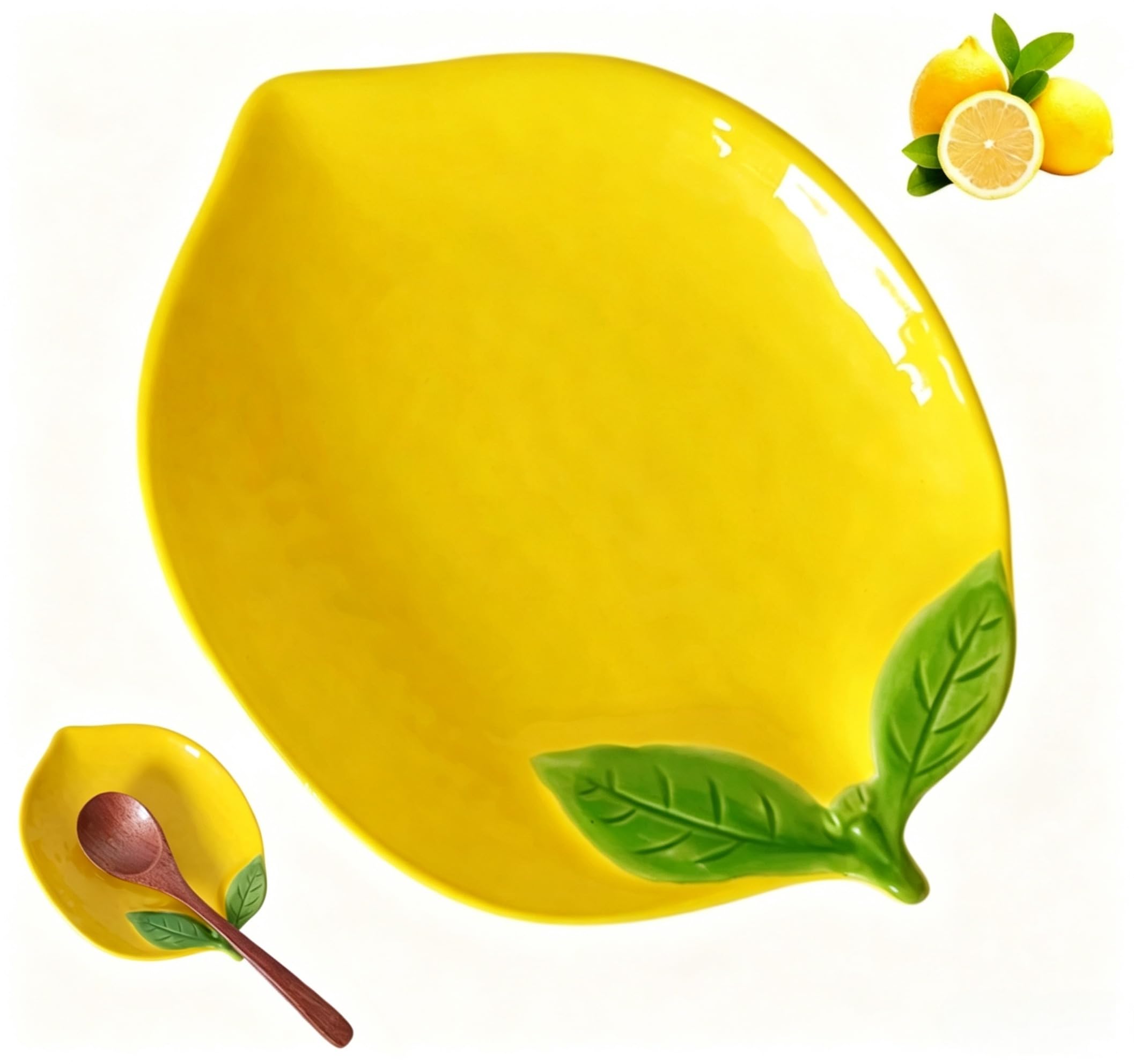 Ceramic Spoon Rest for Stove Top & Kitchen Counter Spoon Holder for Stove & Cooking Spoon Holder for Ladle Cute Coffee Spoon Rest Utensil Rest Spatula Rest, Lemon Kitchen Decor & Accessories (Yellow)