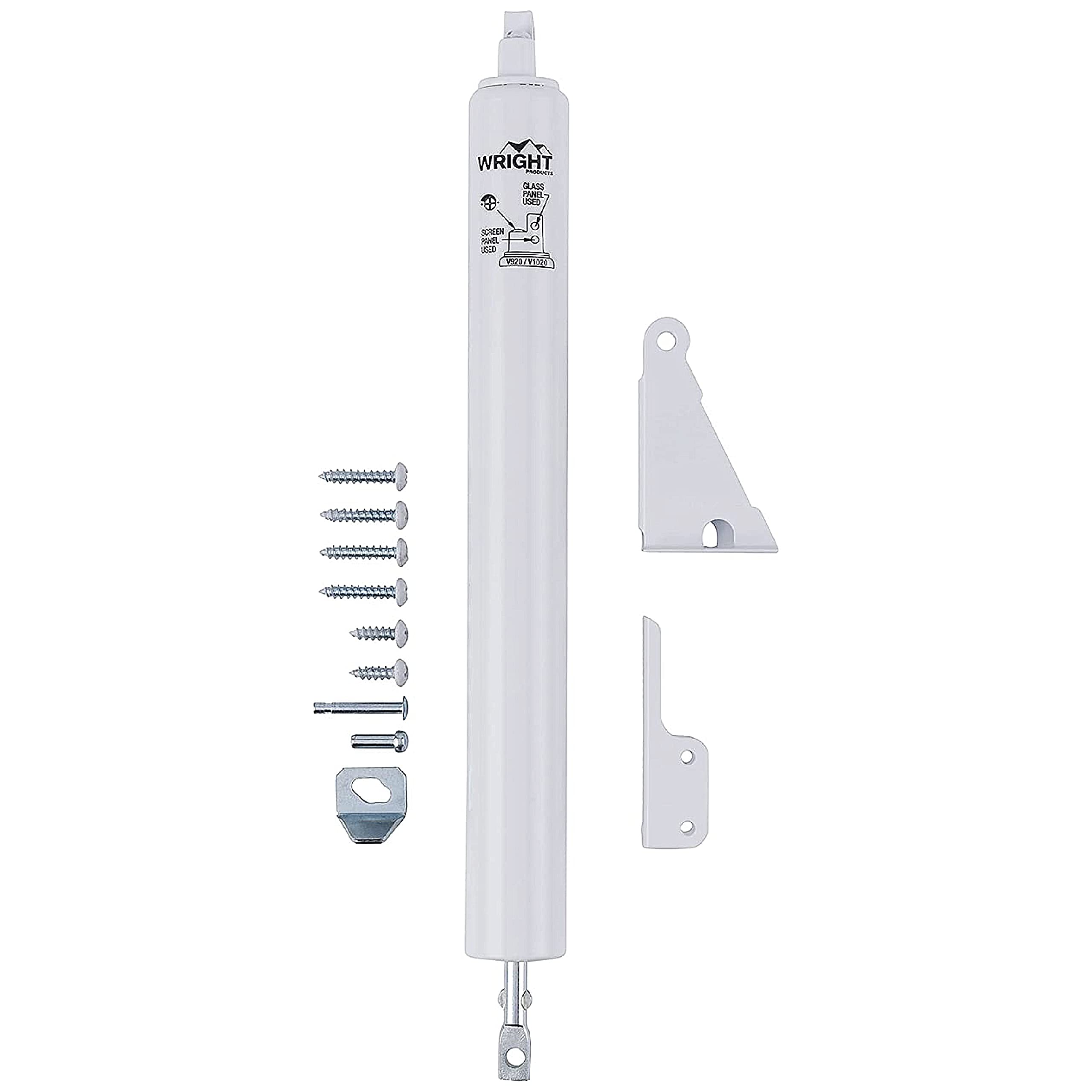 Wright Products Standard Duty Pneumatic Screen & Storm Door Closer – Adjustable Closing Speed, Quiet Operation, Easy Installation (Transitional, White)