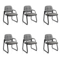 Clatina Waiting Room Chairs with Padded Arms Leather Guest Chair No Wheels for Office Reception and Conference Desk with Sled Base Grey, 6pk
