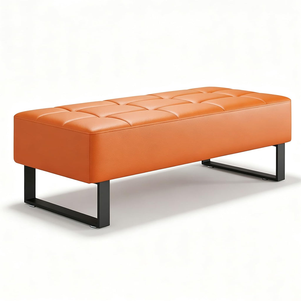 Brysj Waiting Room Bench Faux Leather Office Guest Chair Upholstered Lobby Furniture for Home Conference Room Beauty Salon Shop Barbershop