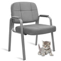 Clatina Big & Tall 400 Lbs Waiting Room Guest Chair, Leather Office Reception Chair No Wheels with Backrest Wide Seat and Padded Arms for Home