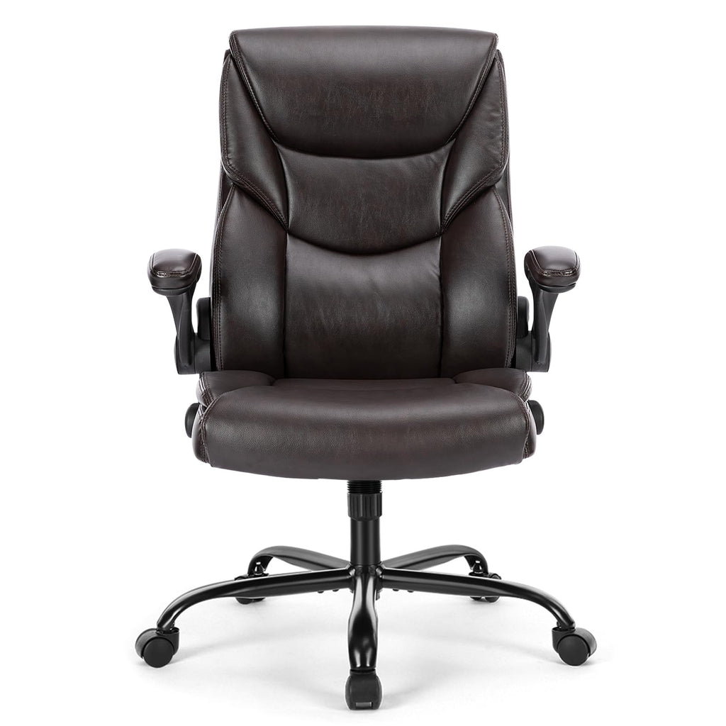 Sweetcrispy Computer Desk Chair, Lumbar Support Video Game Chair Pu Leather, 44.48"x20.86", Dark Brown