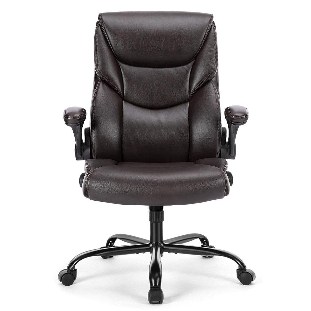 Sweetcrispy Computer Desk Chair, Lumbar Support Video Game Chair Pu Leather, 44.48"x20.86", Dark Brown