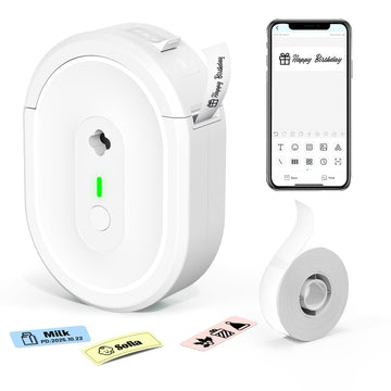 Label Maker Machine with Tape, N12 Bluetooth Label Printer, Portable Mini Label Makers for School, Home, Office, Labeler Waterproof Labels with Multiple Templates, White