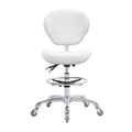 Grace&grace Drafting Chair Adjustable Tall Shop Stool, Rolling Stool with Back Support for Studio, Classroom, Lab, Counter, Medical (white)