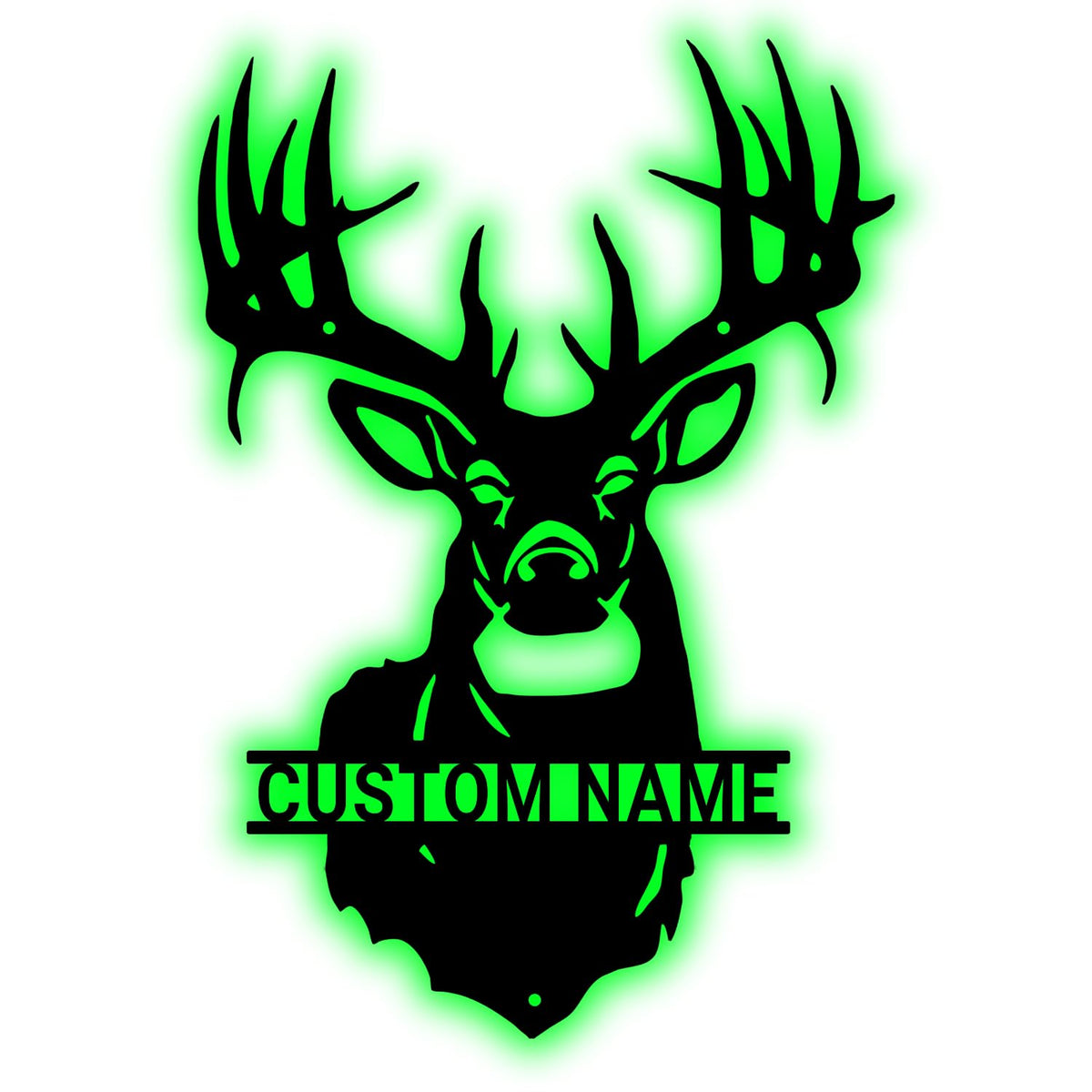 CALUCI Personalized Deer Buck Head Metal Sign With LED light, Custom Dear Antler Metal Wall Art For Deer Hunting Campsite Decor