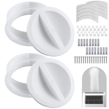 2 Set White Dual Size Wall Mount Connector for Portable Ac Vent Ac Exhaust Hose Coupler for 6 and 6.5 Inches Hose Accessories Plug