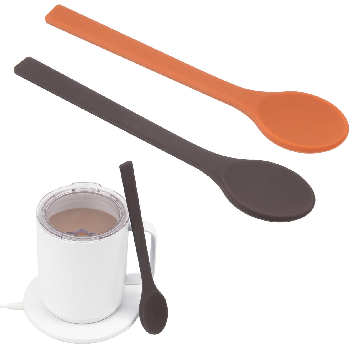 2PCs Silicone Stirring Spoons for Coffee Tea | 6.85-Inch Coffee&Espresso Spoons | Reusable Coffee Stirrers | Coffee Accessory | Dishwasher Safe