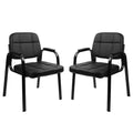 Clatina Office Reception Guest Chair with Bonded Leather Padded Arm Rest, Exam Chair for Waiting Room Lobby Meeting Church Conference School