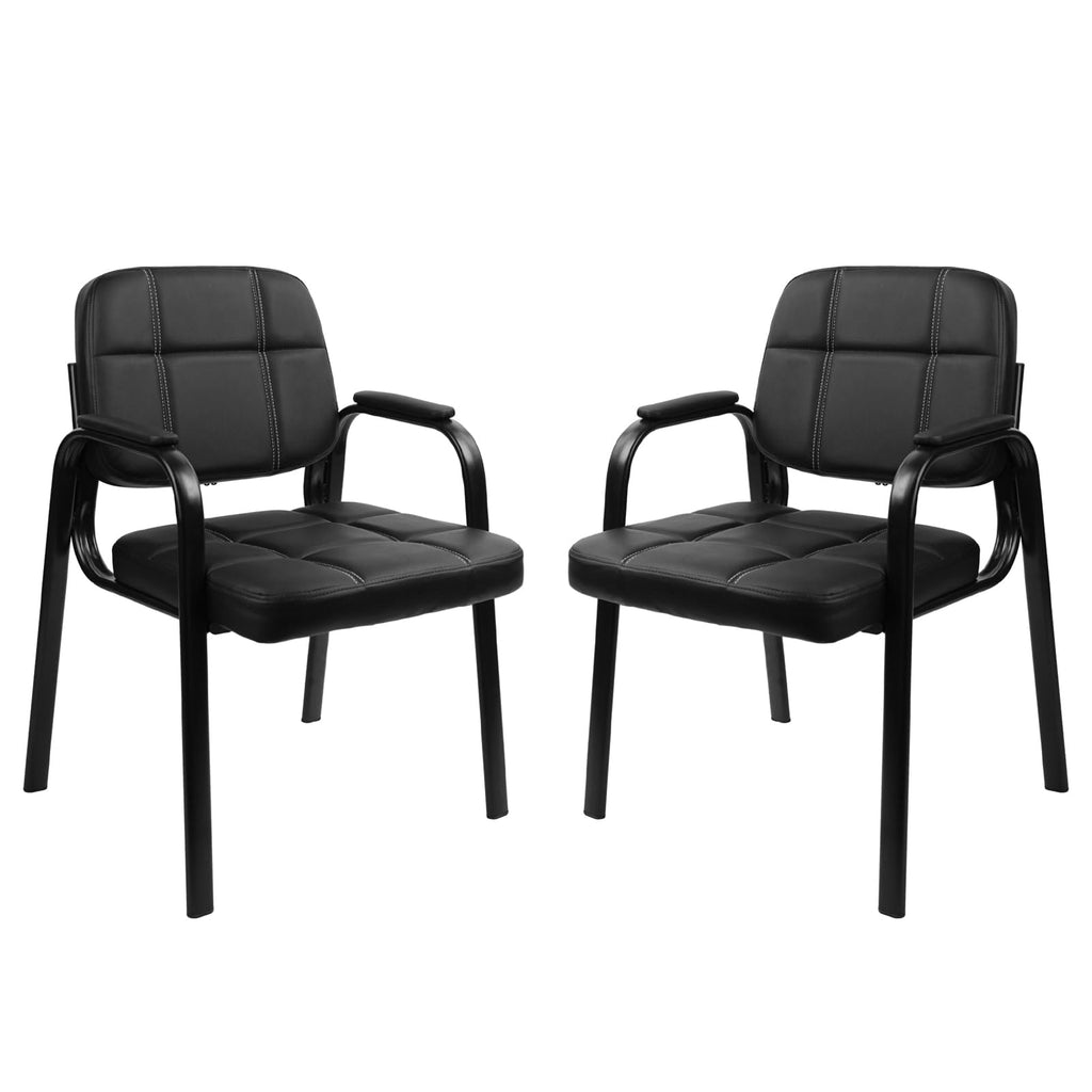 Clatina Office Reception Guest Chair with Bonded Leather Padded Arm Rest, Exam Chair for Waiting Room Lobby Meeting Church Conference School