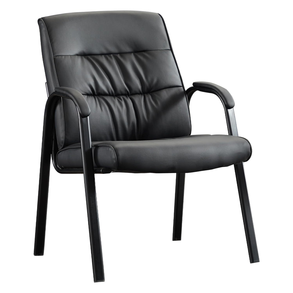 Boiskom Big&wide Office Guest Reception Chair, Conference Room Chairs Waiting Room Chairs, Modern Leather Office Desk Chair No Wheels(brown)