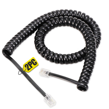 Uvital 2 Pack Phone Cord for Landline, 1.4 FT Telephone Handset Cord, Black | Coiled Telephone Cord Stretched to 2-4.5 FT, Max Stretched Length: 8FT, Phone Chord Compatible with Most RJ9 Landline Phones