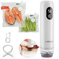 Compact Vacuum Sealer for Food (Vacuum Sealer Machine + 30 Reusable Vacuum Bags), Powerful Handheld Food Vacuum Sealer Machine with LED Display & Liquid Drainage Tube, Portable Food Sealer