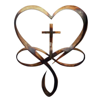 Heart Cross Infinity Symbol Metal Wall Art 24" tall