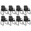 Clatina Leather Guest Chair with Padded Arm Rest for Reception Meeting Conference and Waiting Room Side Office Home Black with Sled Base 8 Pack