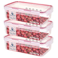 Tribello Plastic Food Storage Containers With Lids - Large 15.2 Cup (121 Oz) Airtight Container Box For Food Storage, Freezer, Microwave And Dishwasher Safe, Airtight Lids, BPA-Free - 3 Pack