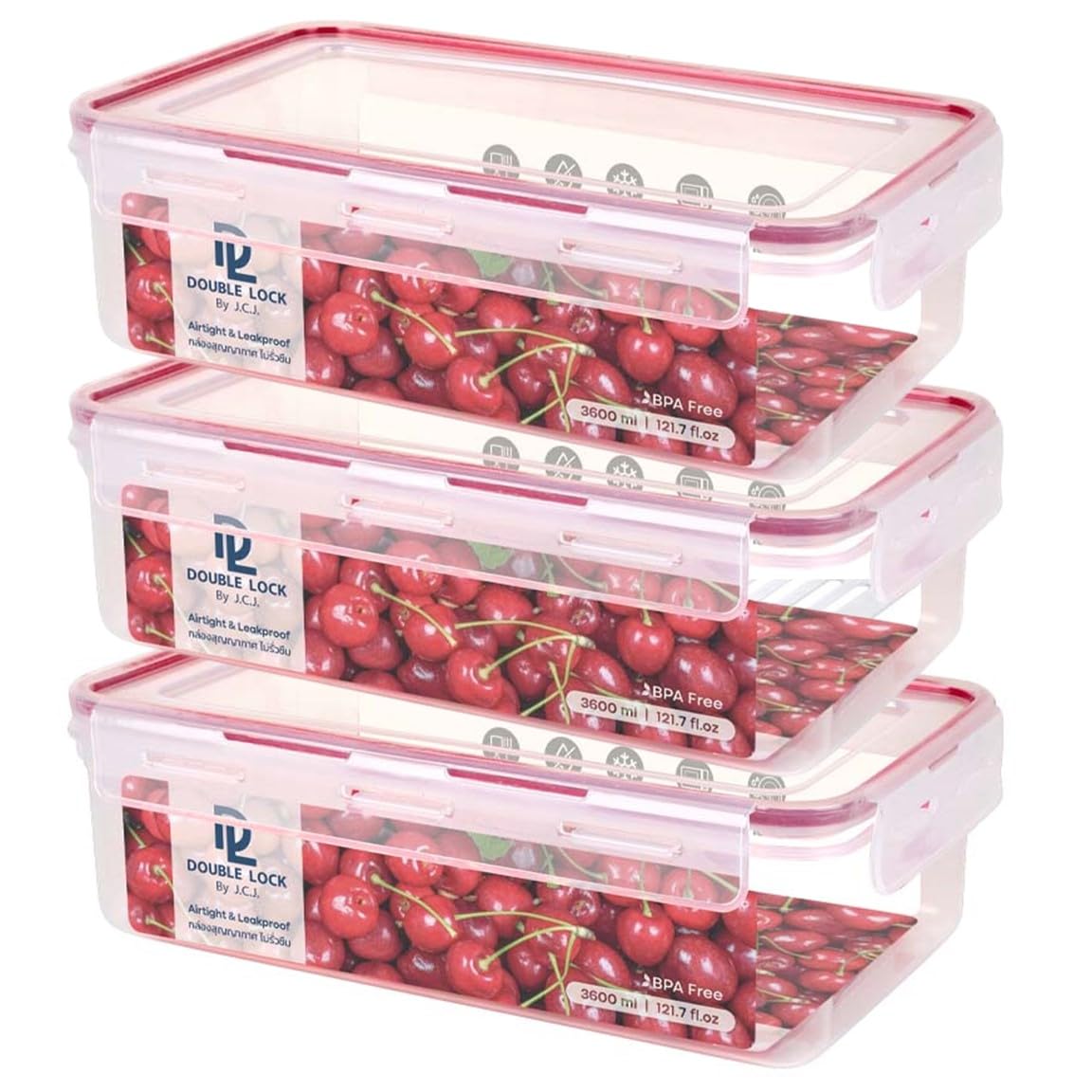 Tribello Plastic Food Storage Containers With Lids - Large 15.2 Cup (121 Oz) Airtight Container Box For Food Storage, Freezer, Microwave And Dishwasher Safe, Airtight Lids, BPA-Free - 3 Pack