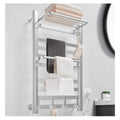 Bathroom Electric Heated Towel Rack with Timer Towel Warmer Heating Panel Fast Warming Up Heated Towel Rail Polished Bathroom Pools Kitchen Gyms Black (Gray) (Silver)