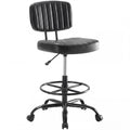 Dumos Armless Drafting Chair, Standing Desk Chair, Rolling Stool, Modern Black