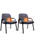 Clatina Waiting Room Chair Reception Chair with Padded Arm Rest, Leather Office Desk Guest Chair for Lobby Conference Room, Black-2 Pack