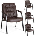 Olixis Waiting Room Chairs Set of 4, Guest Chair No Wheels, 4 pack, Brown