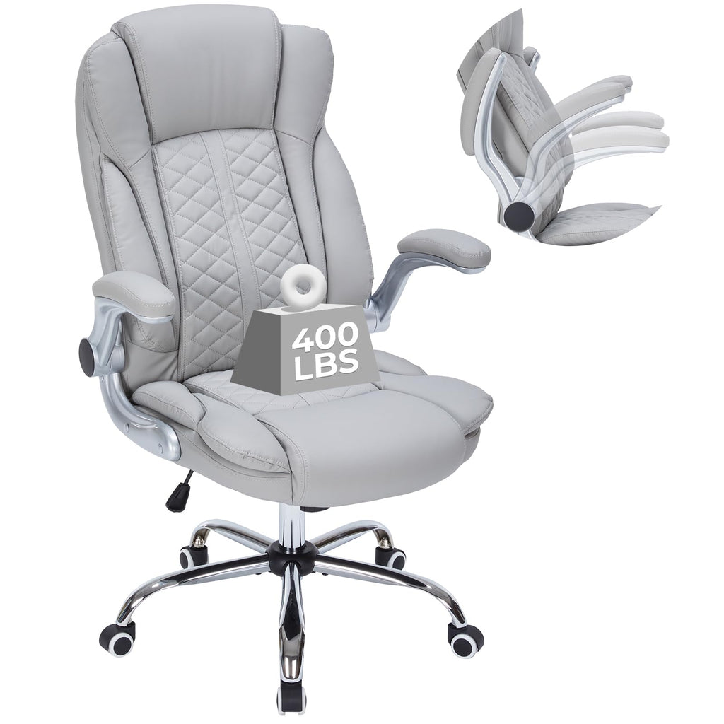 400lbs Executive Office Chair with Flip-up Armrests, Big and Tall Computer Chair for Heavy People, Heavy Duty Ergonomic Comfy Chair, Breathable